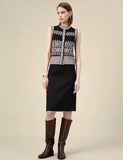 Women's Lyocell Knit Sweater Vest Button Pattern Classic Top