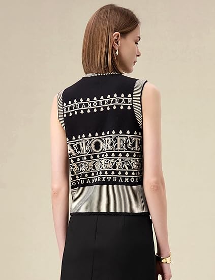 Women's Lyocell Knit Sweater Vest Button Pattern Classic Top