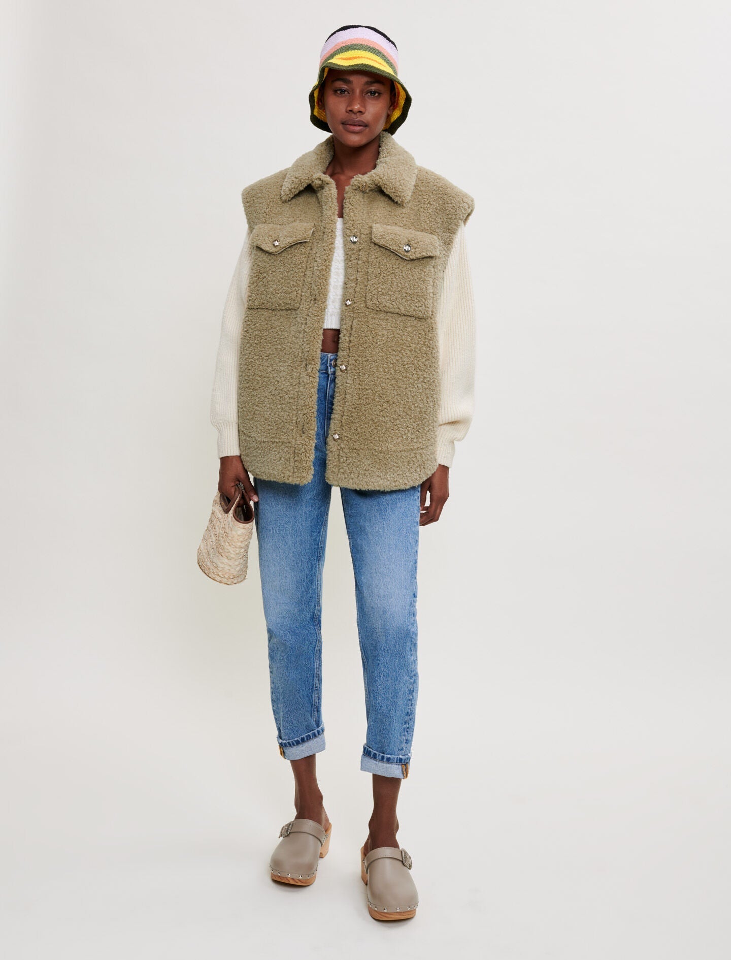 FAUX FUR AND KNIT JACKET