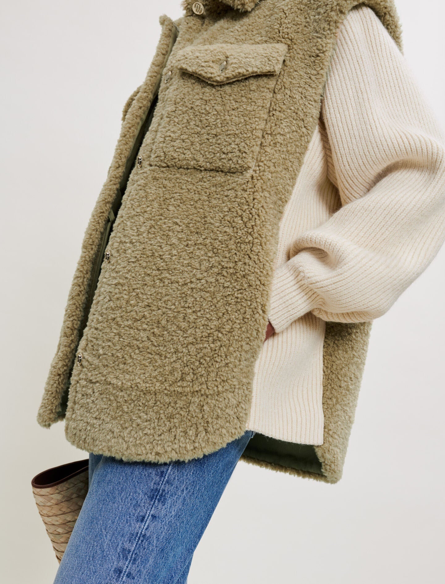 FAUX FUR AND KNIT JACKET