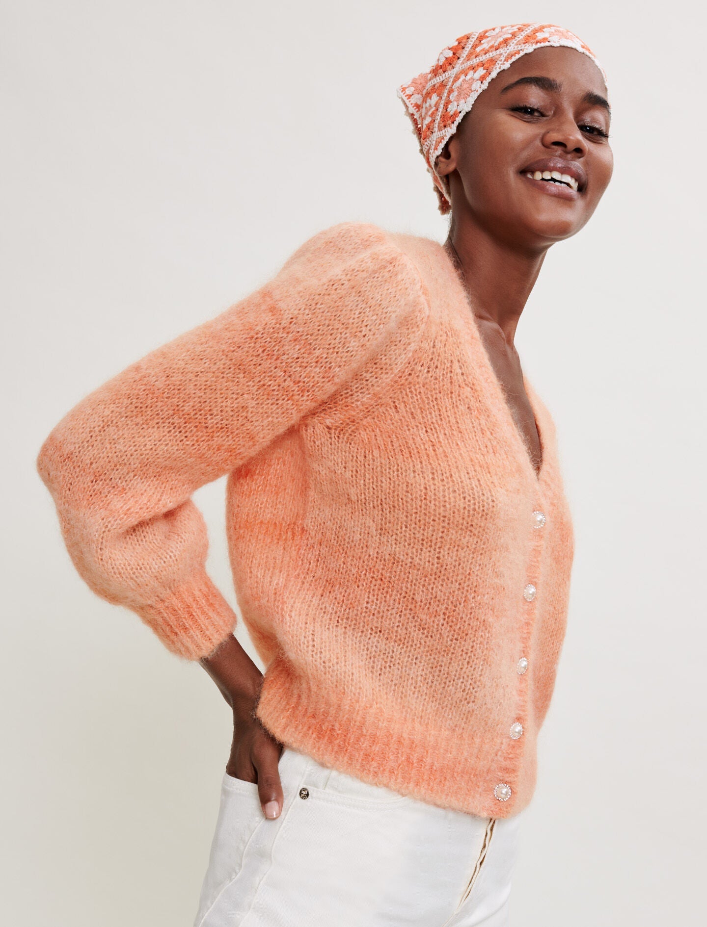 PRINTED MOHAIR CARDIGAN