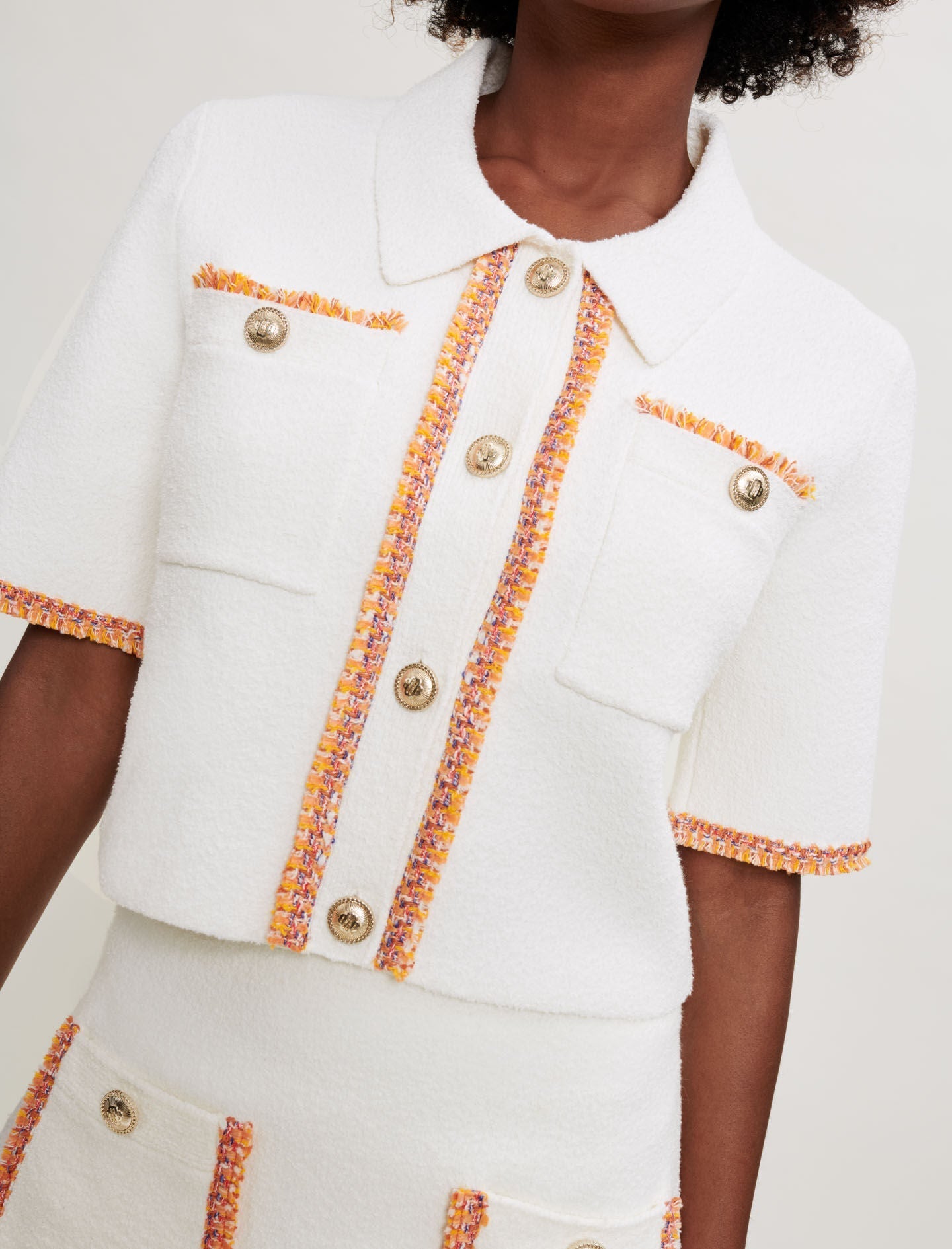 KNIT CARDIGAN WITH CONTRASTING TRIM