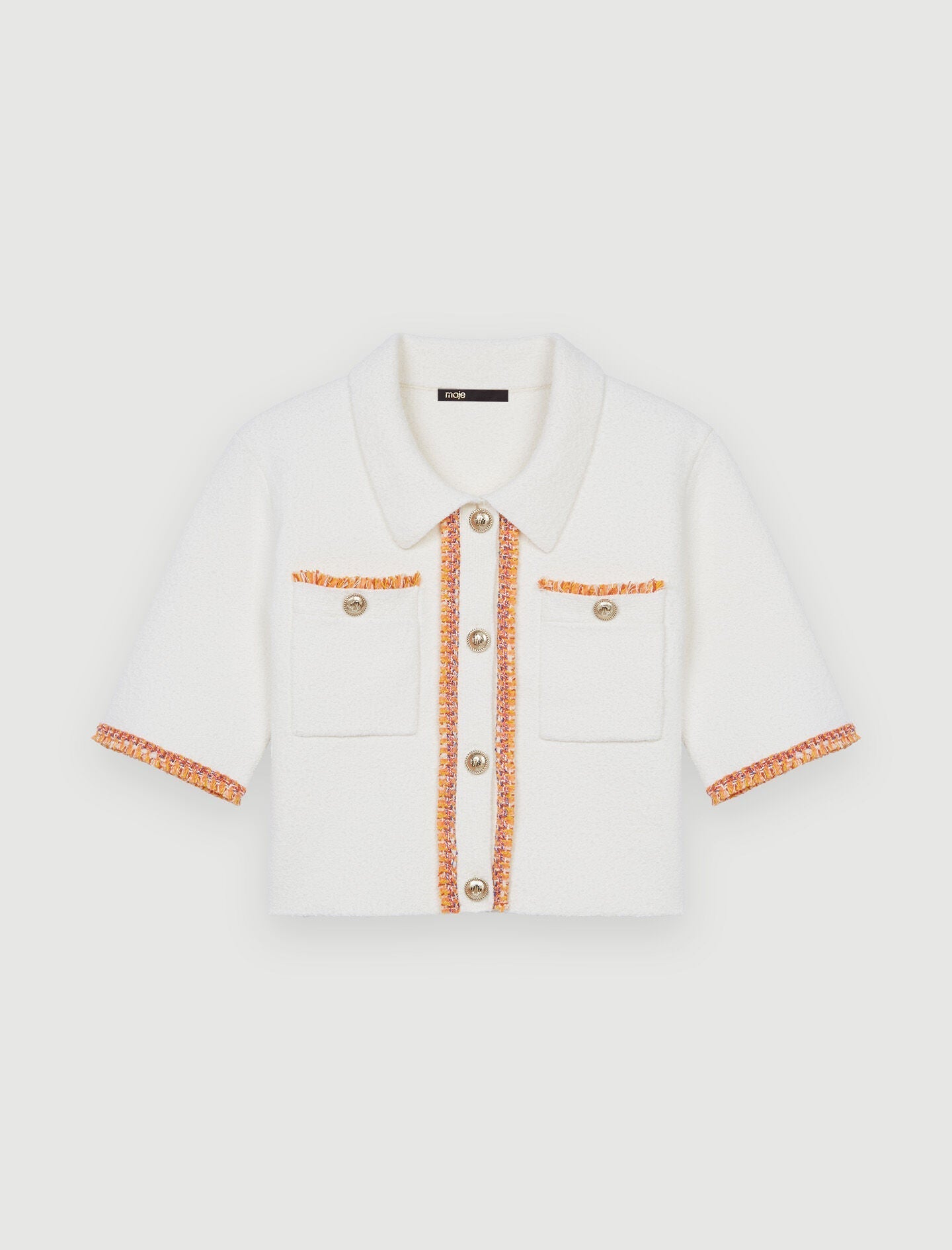 KNIT CARDIGAN WITH CONTRASTING TRIM