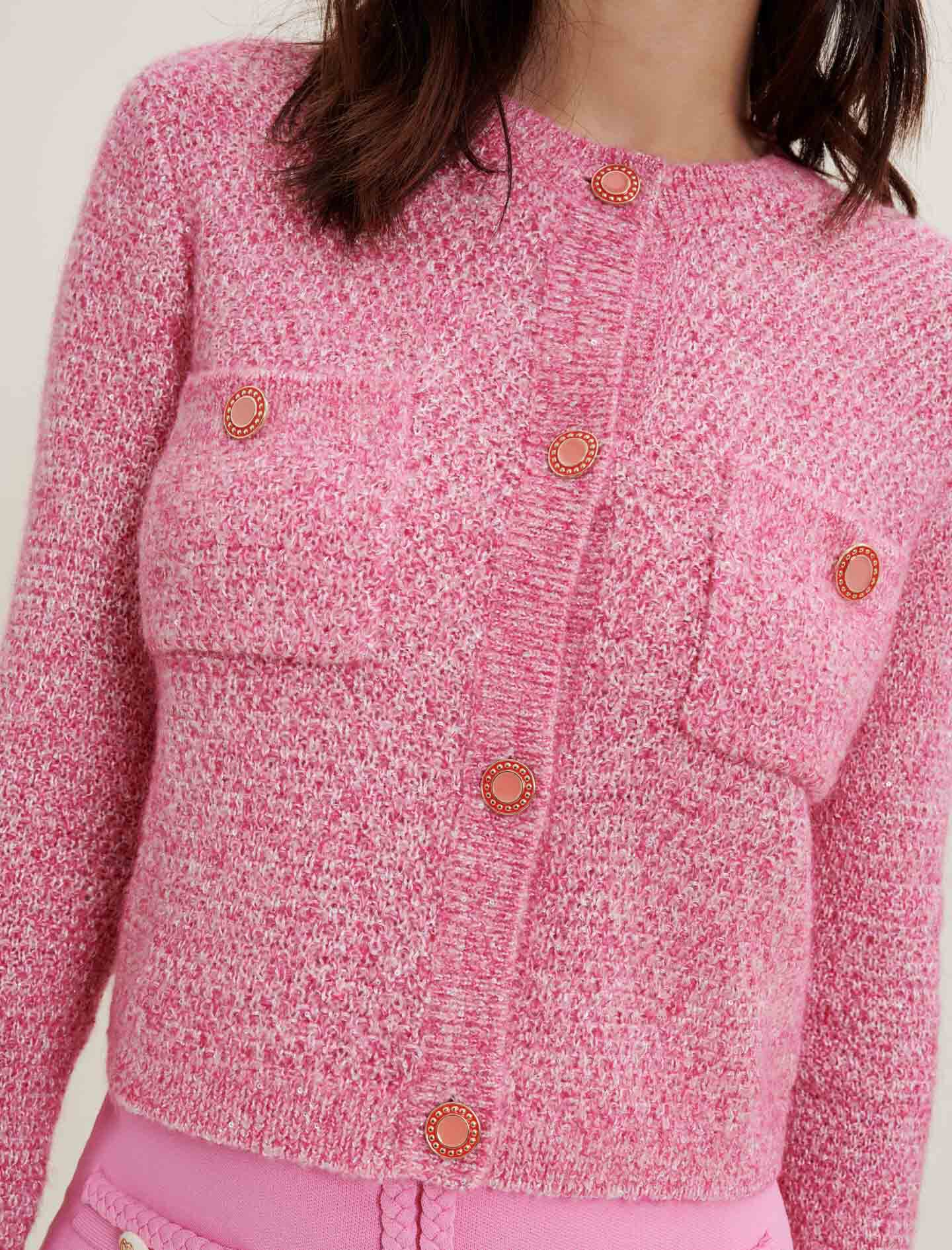KNIT CARDIGAN WITH SHINY FINISH