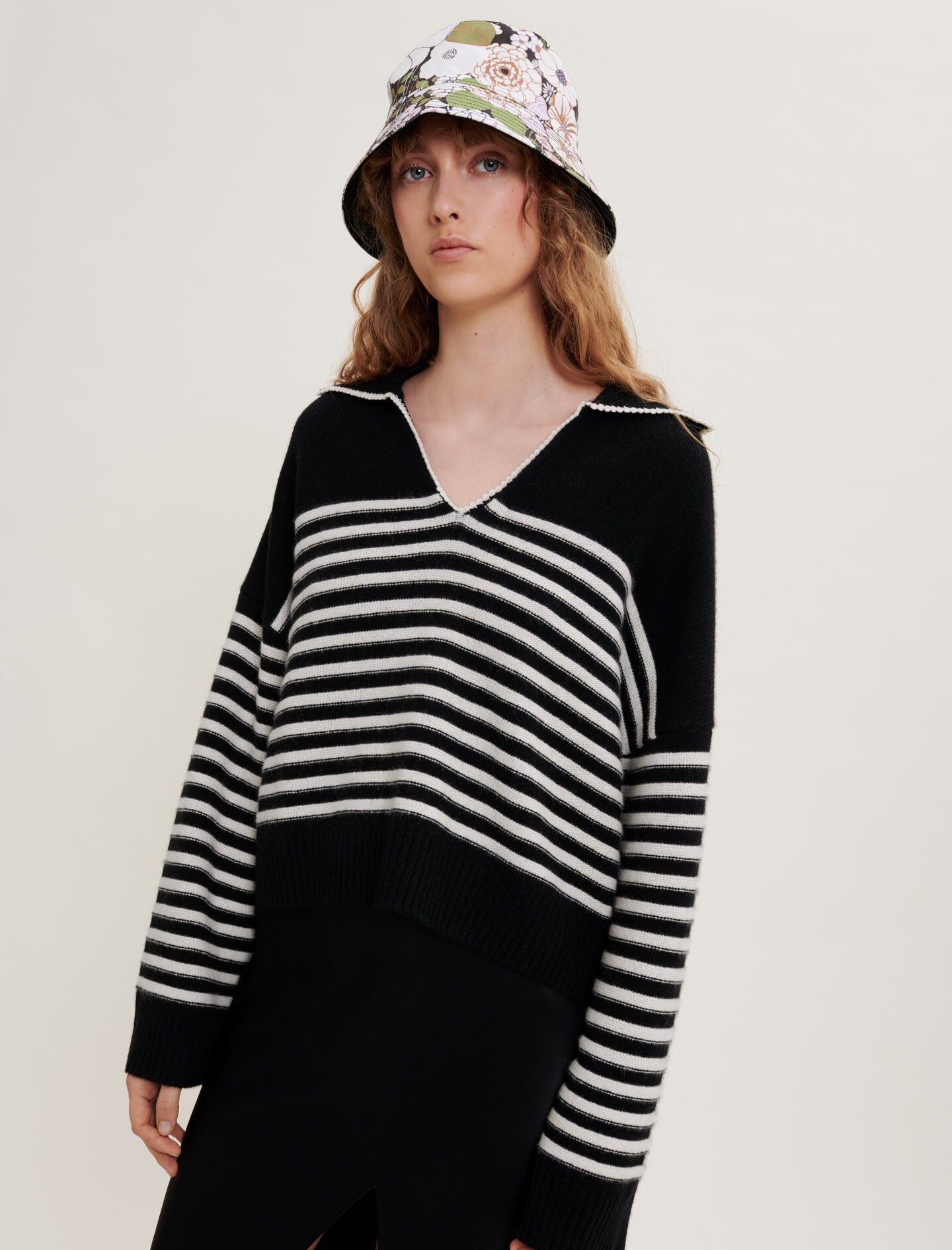 CASHMERE AND CROCHET SAILOR TOP
