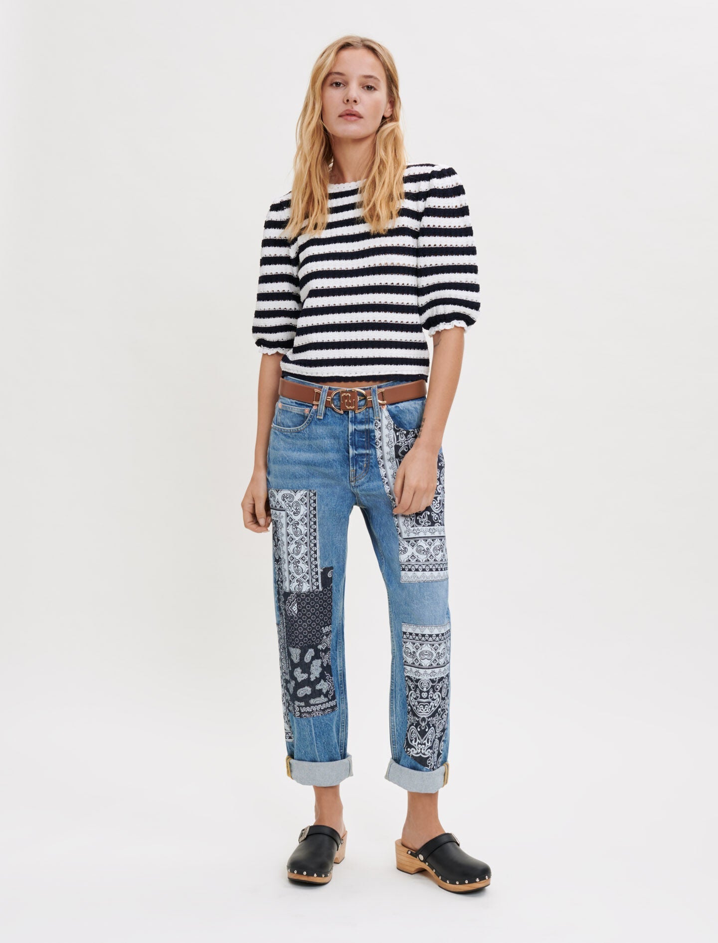 CROCHET-EFFECT STRIPED JUMPER