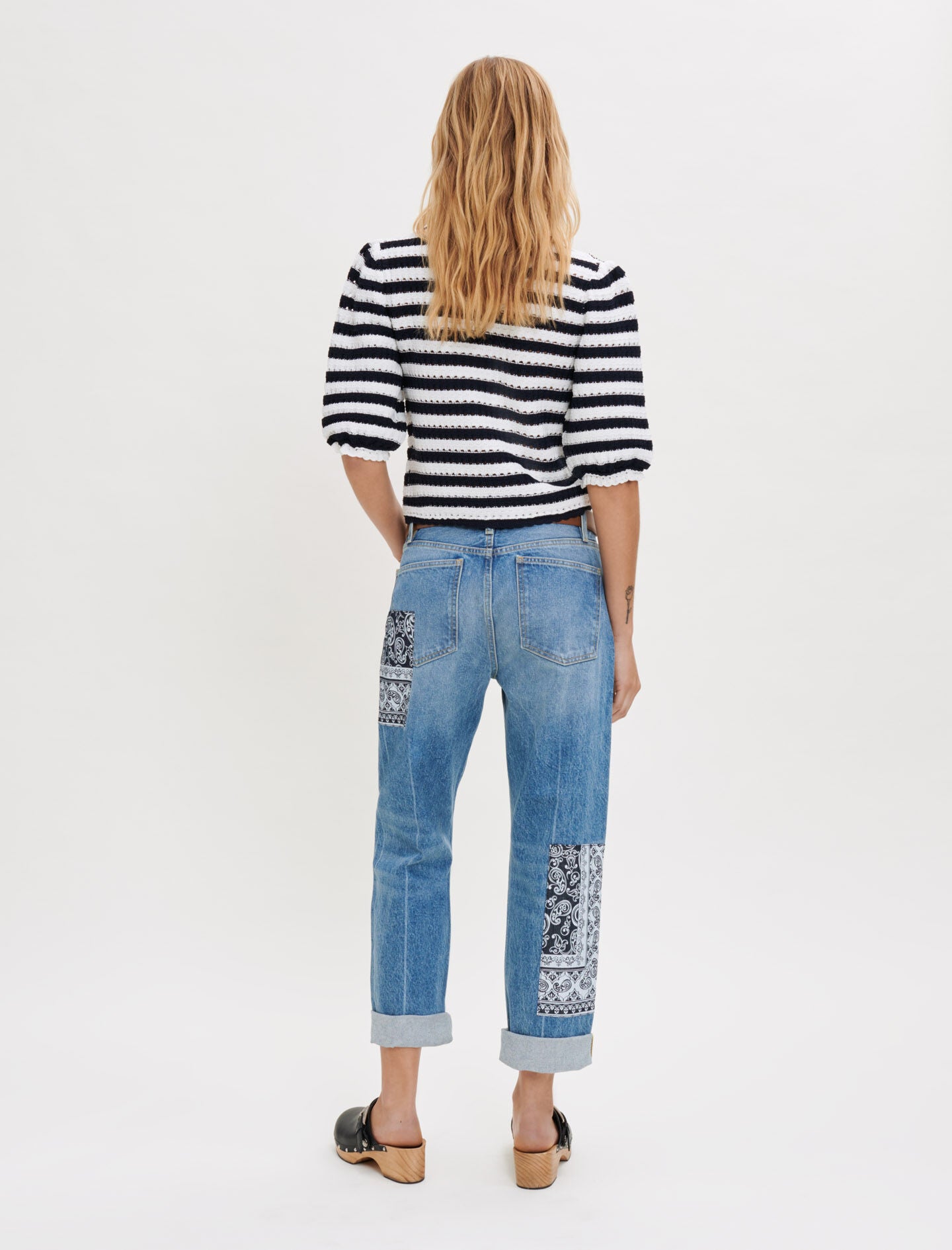 CROCHET-EFFECT STRIPED JUMPER