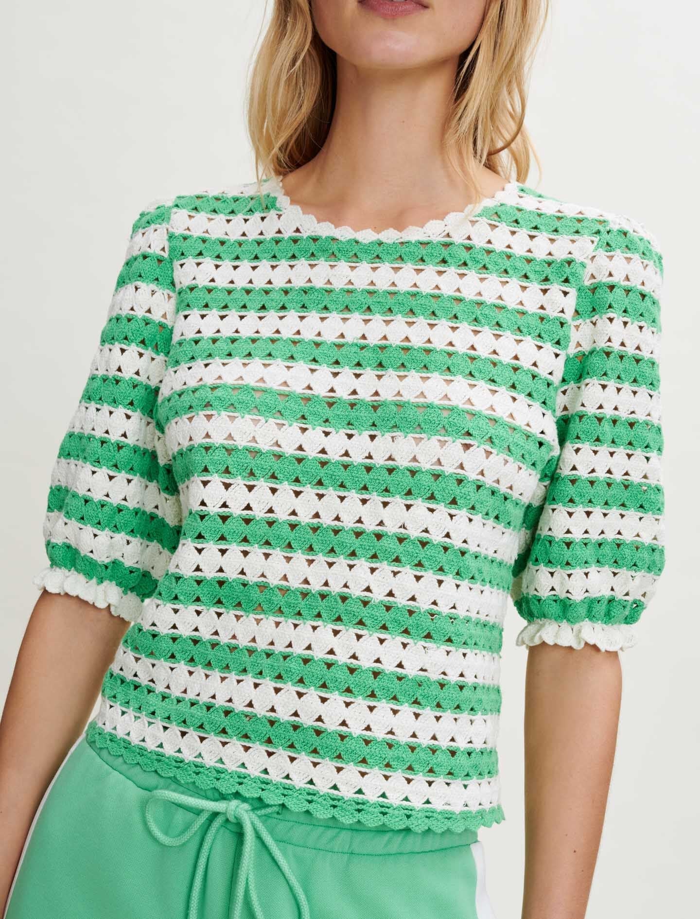 CROCHET STRIPED PULLOVER