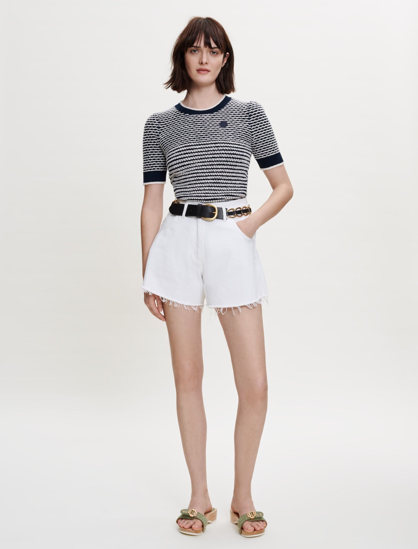 STRIPED COTTON KNIT PULLOVER