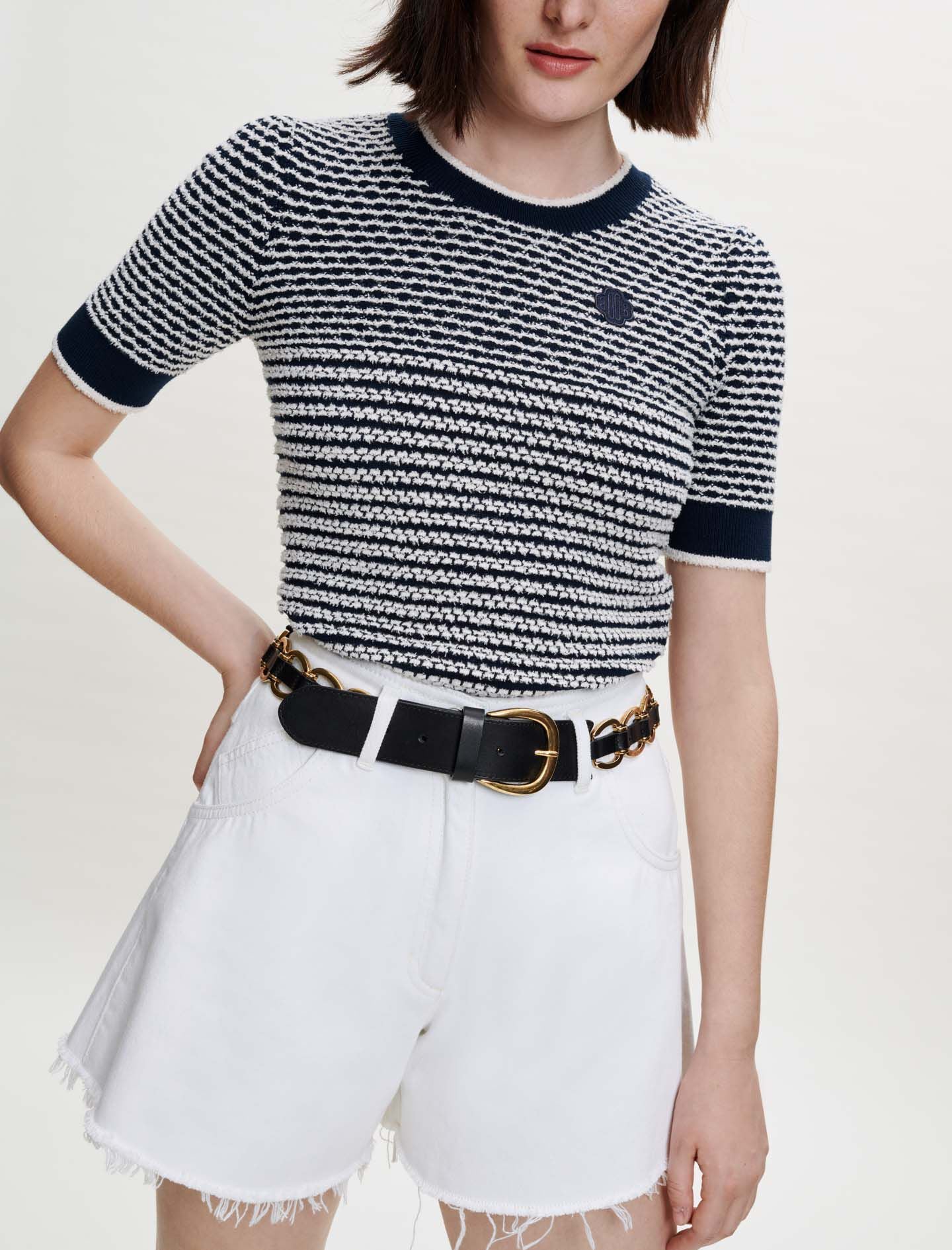 STRIPED COTTON KNIT PULLOVER