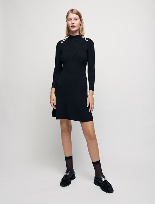 RIBBED KNIT DRESS WITH MAJE BUTTONS