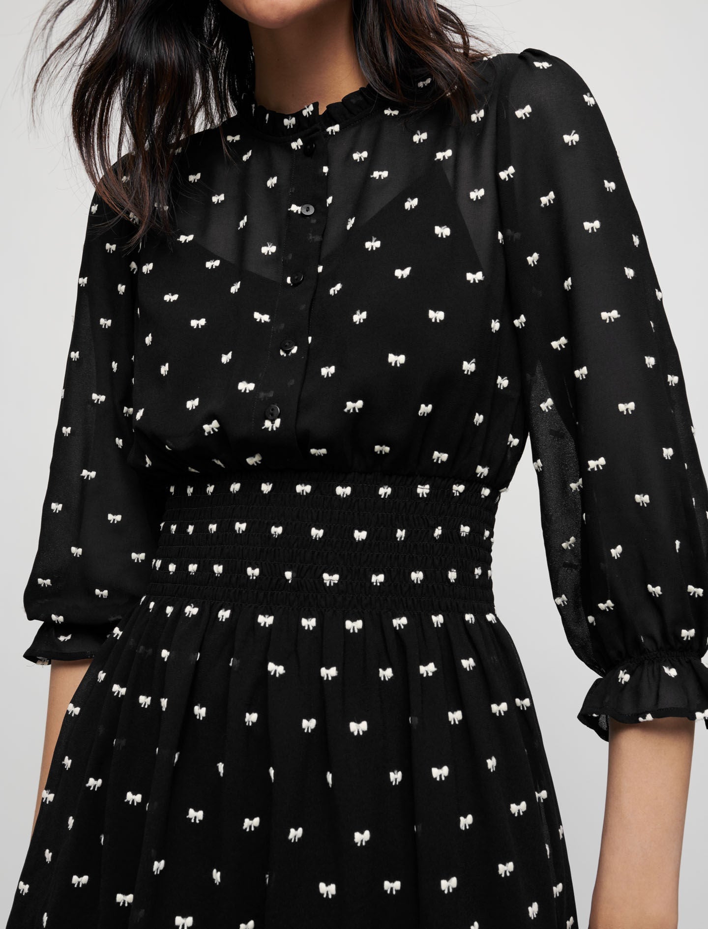 SHORT BOW JACQUARD DRESS