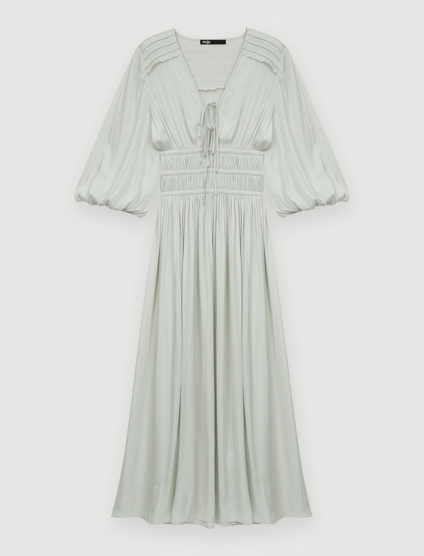 FLUID SATIN DRESS WITH A CINCHED WAIST