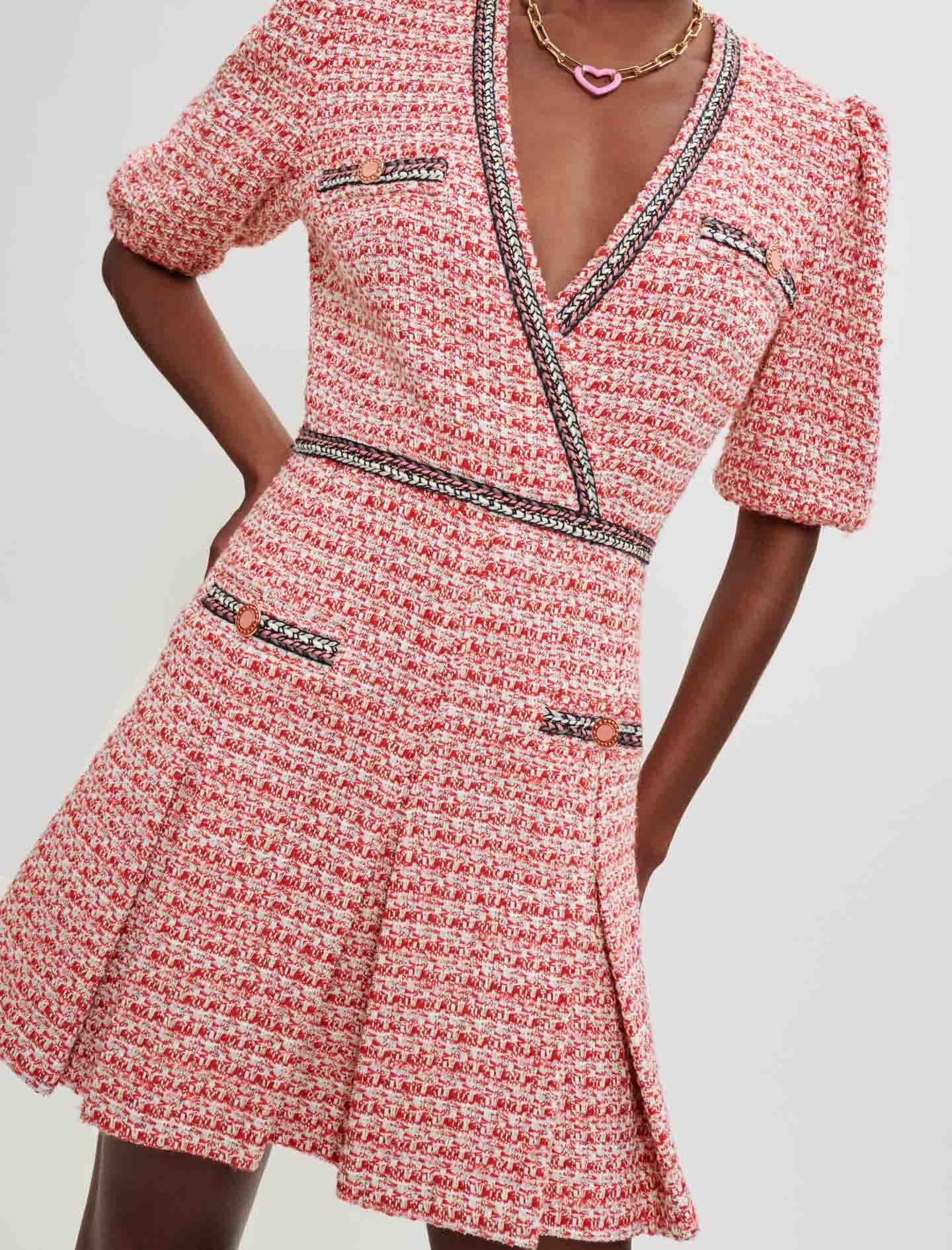 TWEED DRESS WITH ETHNIC TRIM