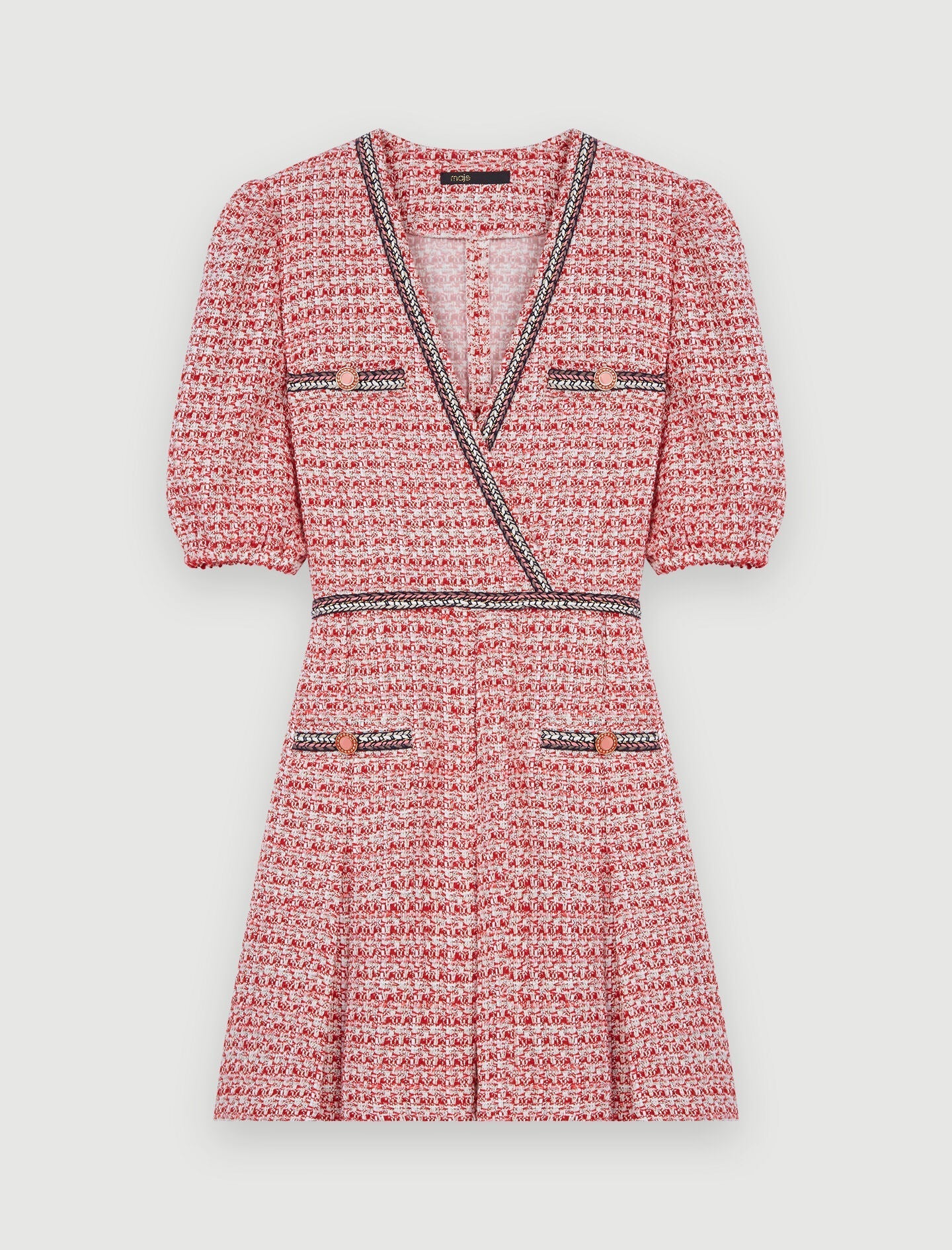 TWEED DRESS WITH ETHNIC TRIM