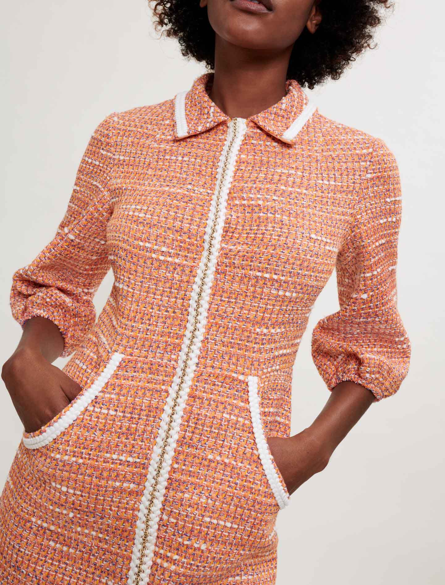 TWEED DRESS WITH BRAIDED TRIM