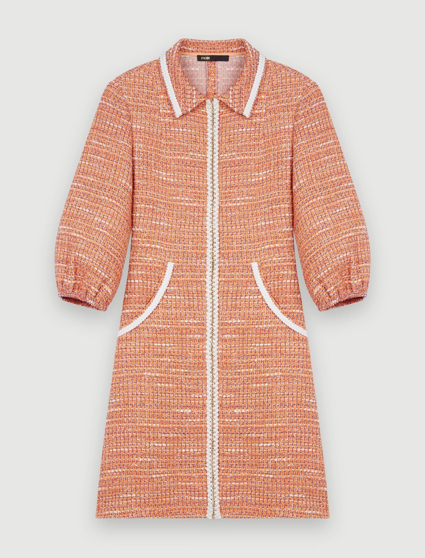 TWEED DRESS WITH BRAIDED TRIM