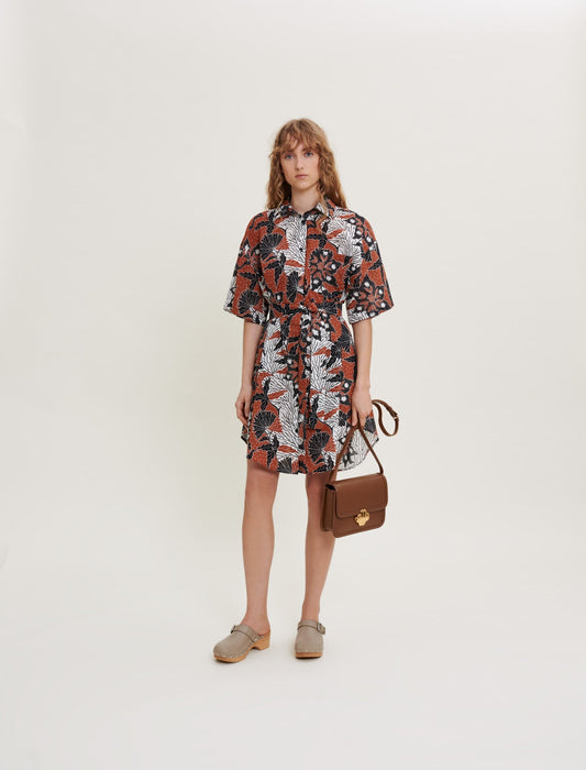 PRINTED COTTON VOILE SHIRT DRESS