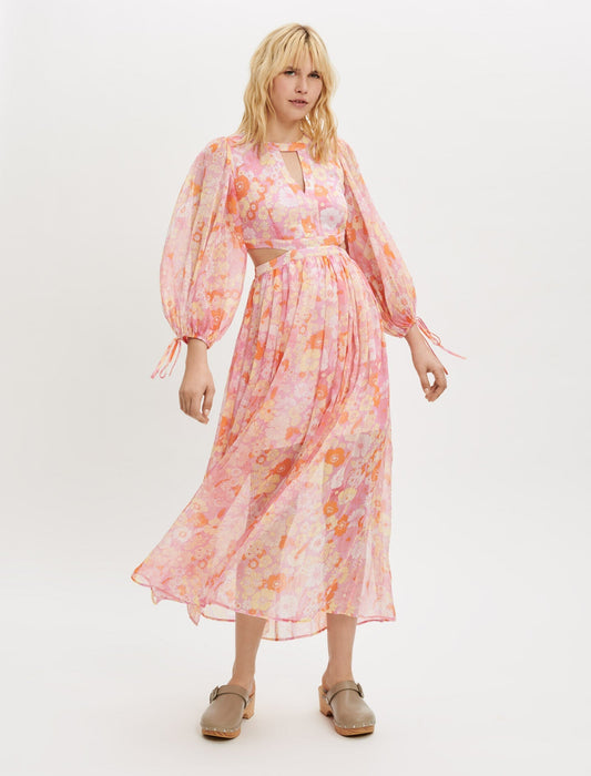 FLOWER POWER PRINT MUSLIN DRESS