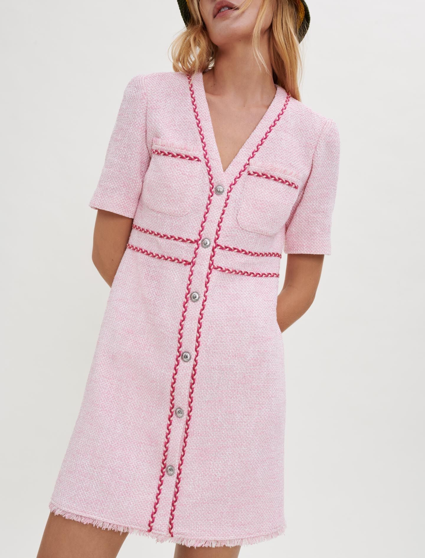 CONTRASTING TWEED DRESS