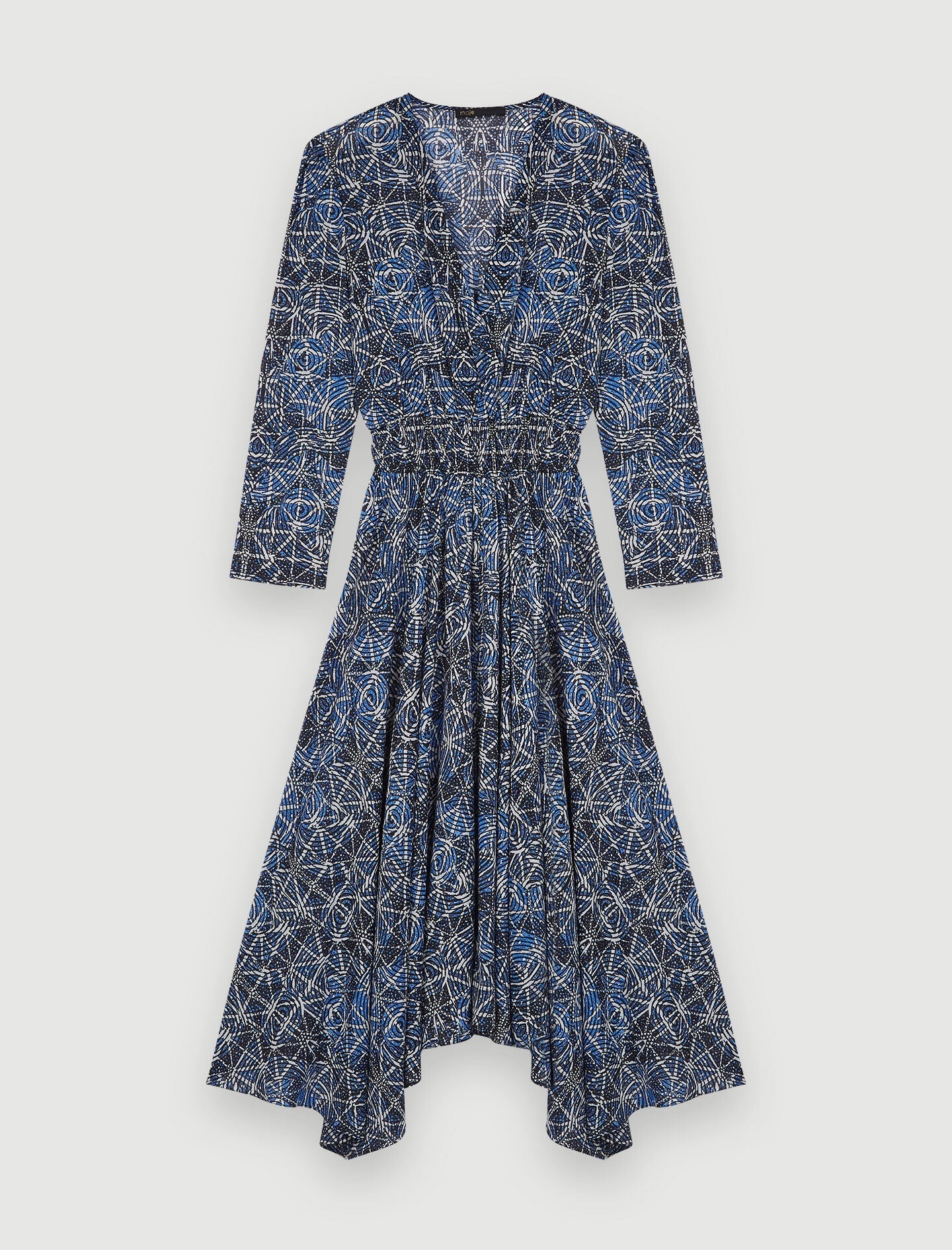 PRINTED VISCOSE DRESS WITH SMOCKING