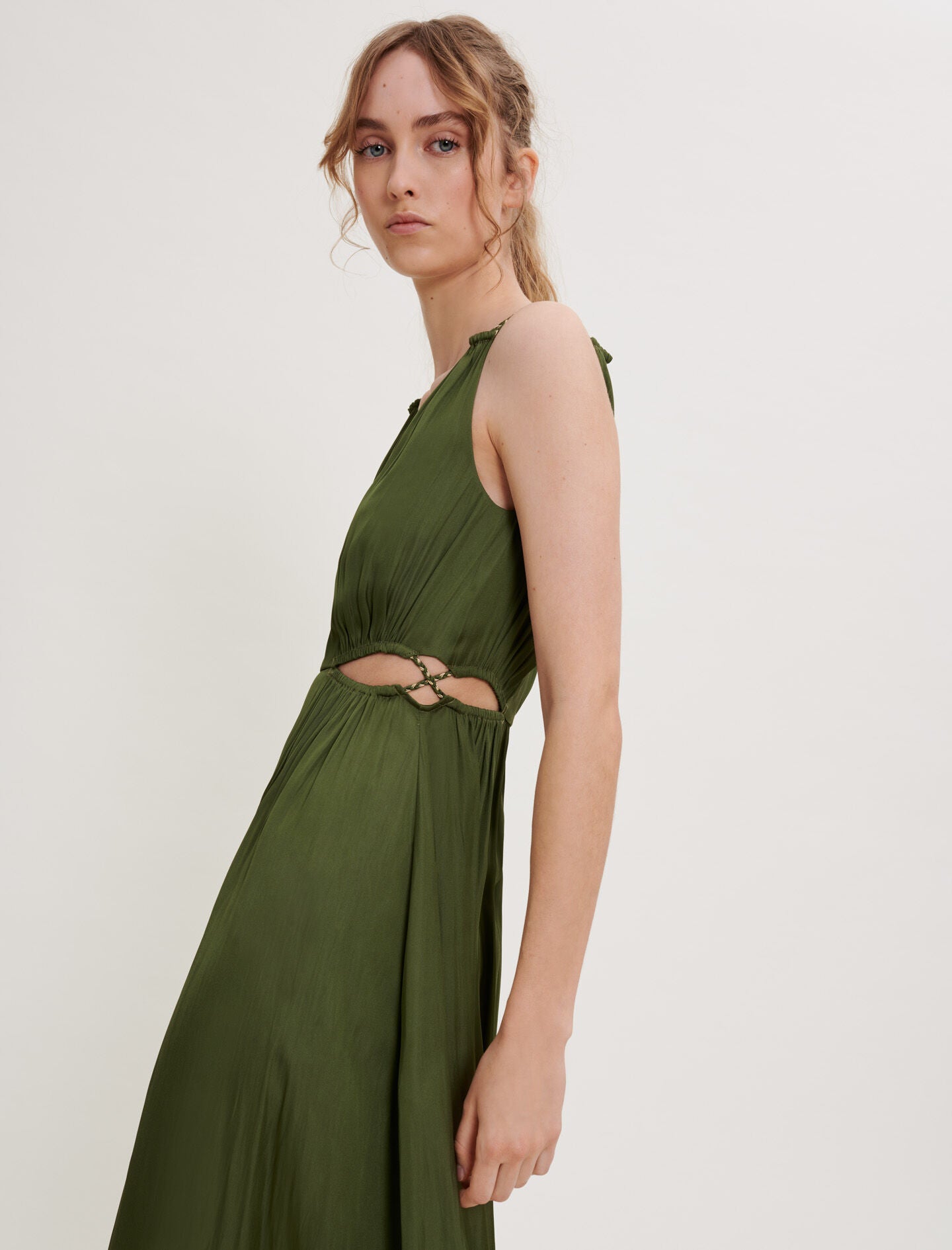SATIN DRESS WITH OPENWORK AT THE WAIST