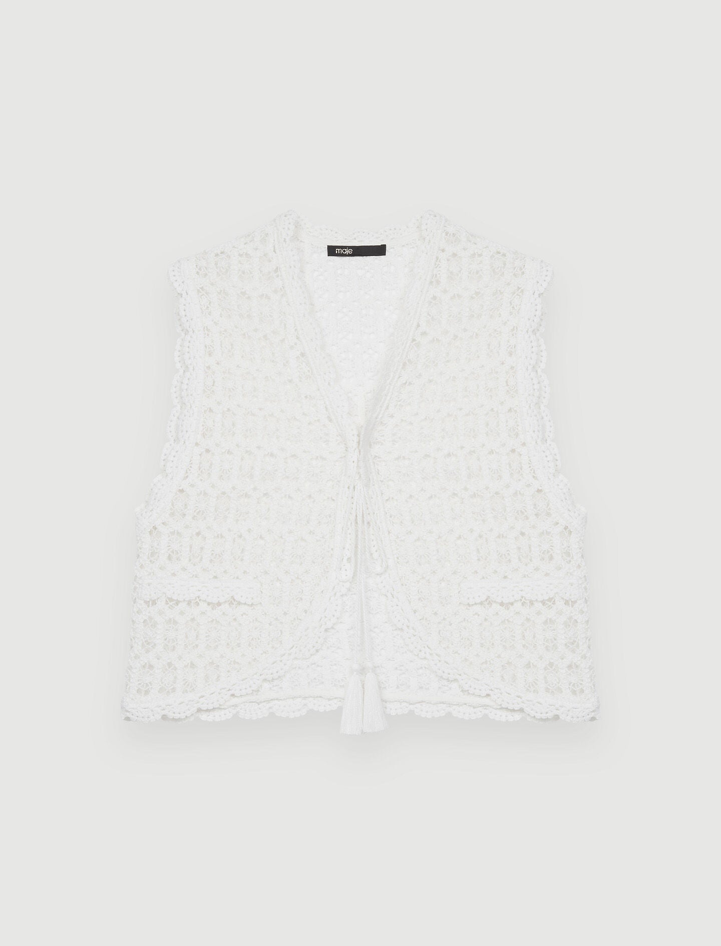 SHORT SLEEVELESS GUIPURE JACKET