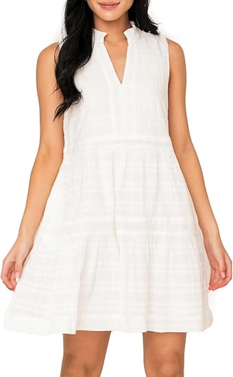 Sleeveless Decked Out Day Dress for Women Frilly Ruffle Accents & Tiered Skirt Sizes Vary