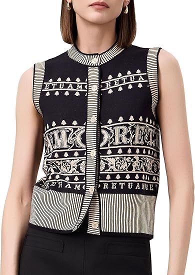 Women's Lyocell Knit Sweater Vest Button Pattern Classic Top