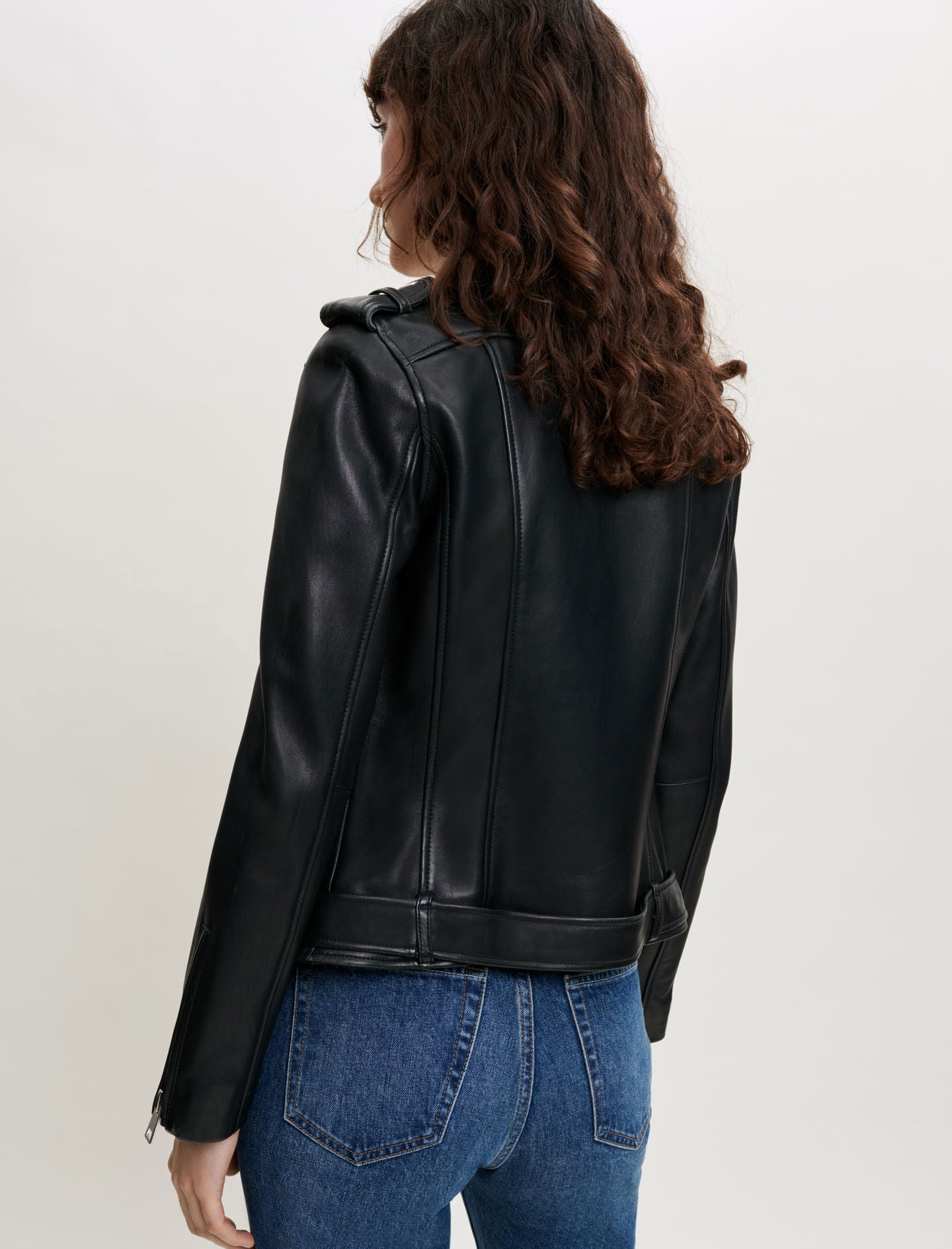 LEATHER BIKER JACKET AND BELT