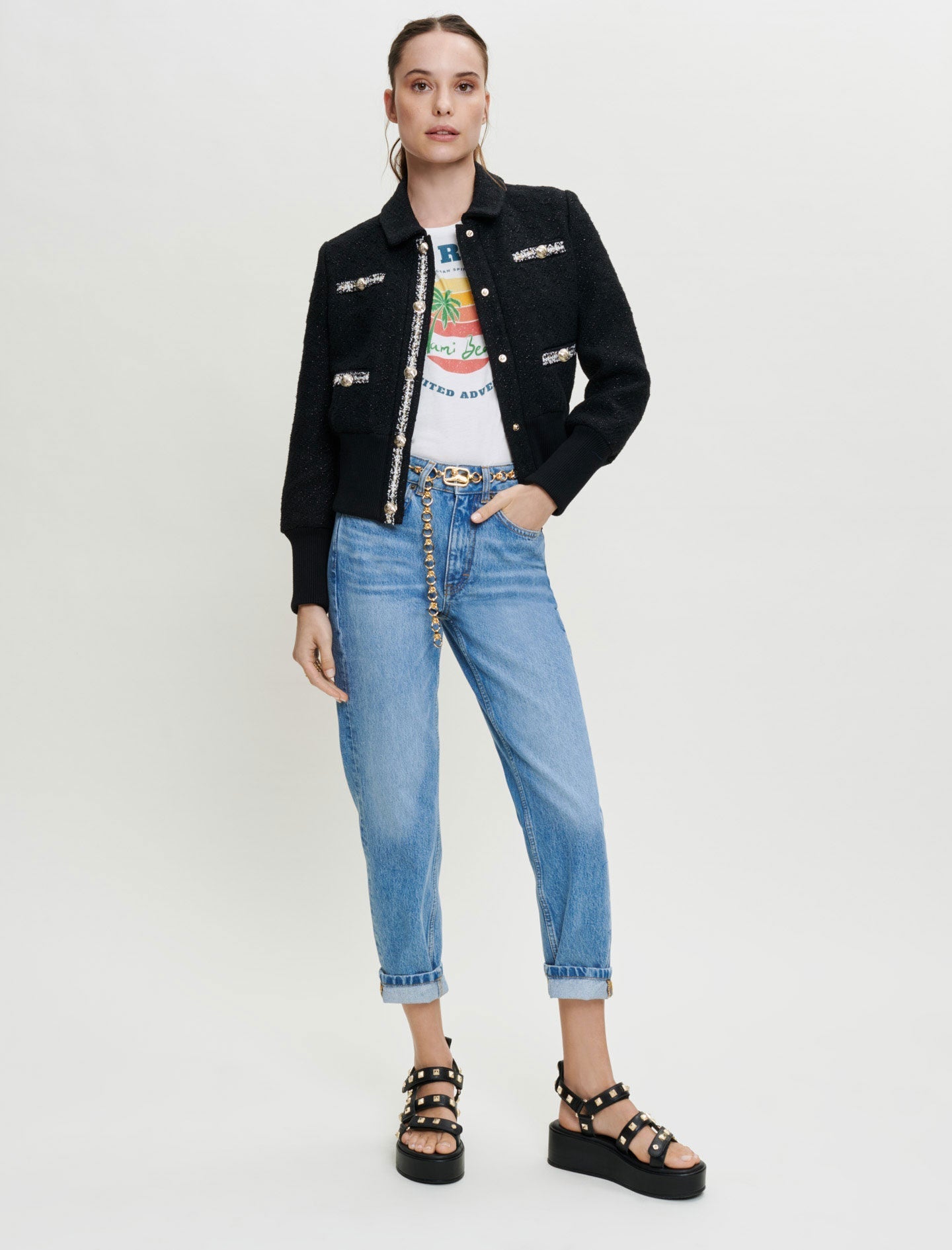 CONTRASTING TWEED-STYLE JACKET