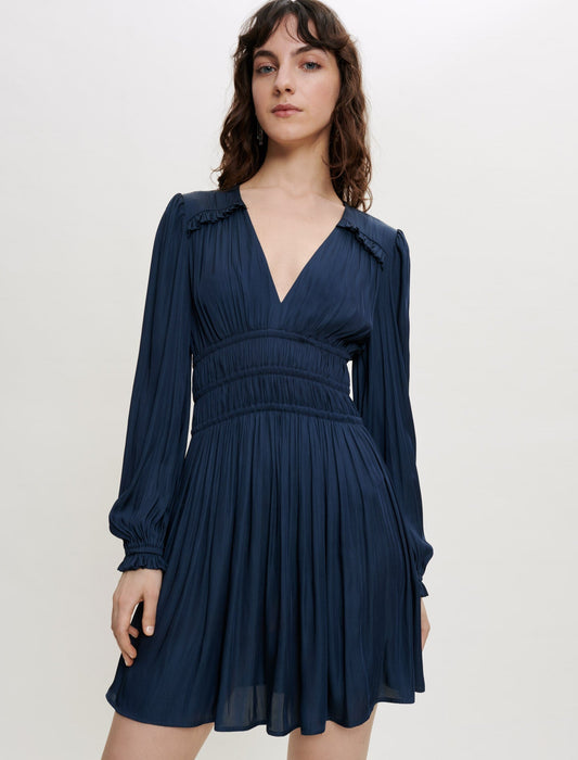 SATIN DRESS WITH RUFFLES