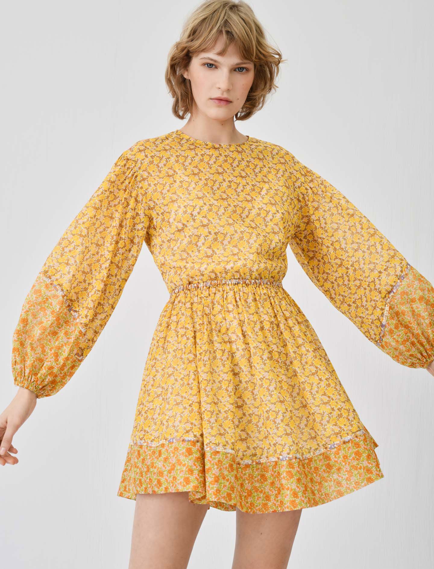 FLORAL COTTON VOILE DRESS
