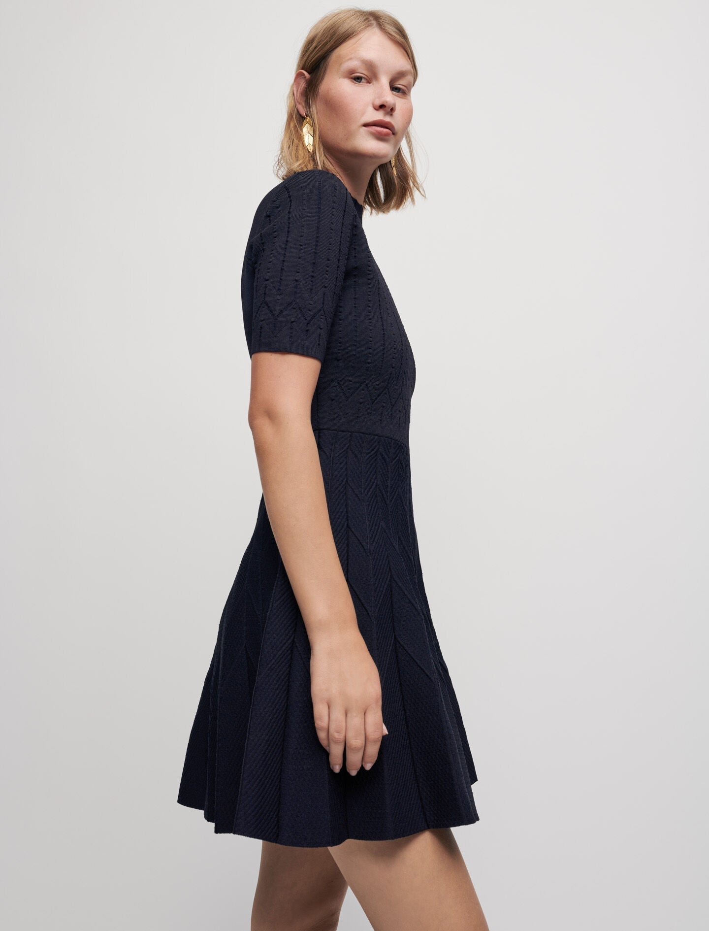 JACQUARD KNIT SKATER DRESS
