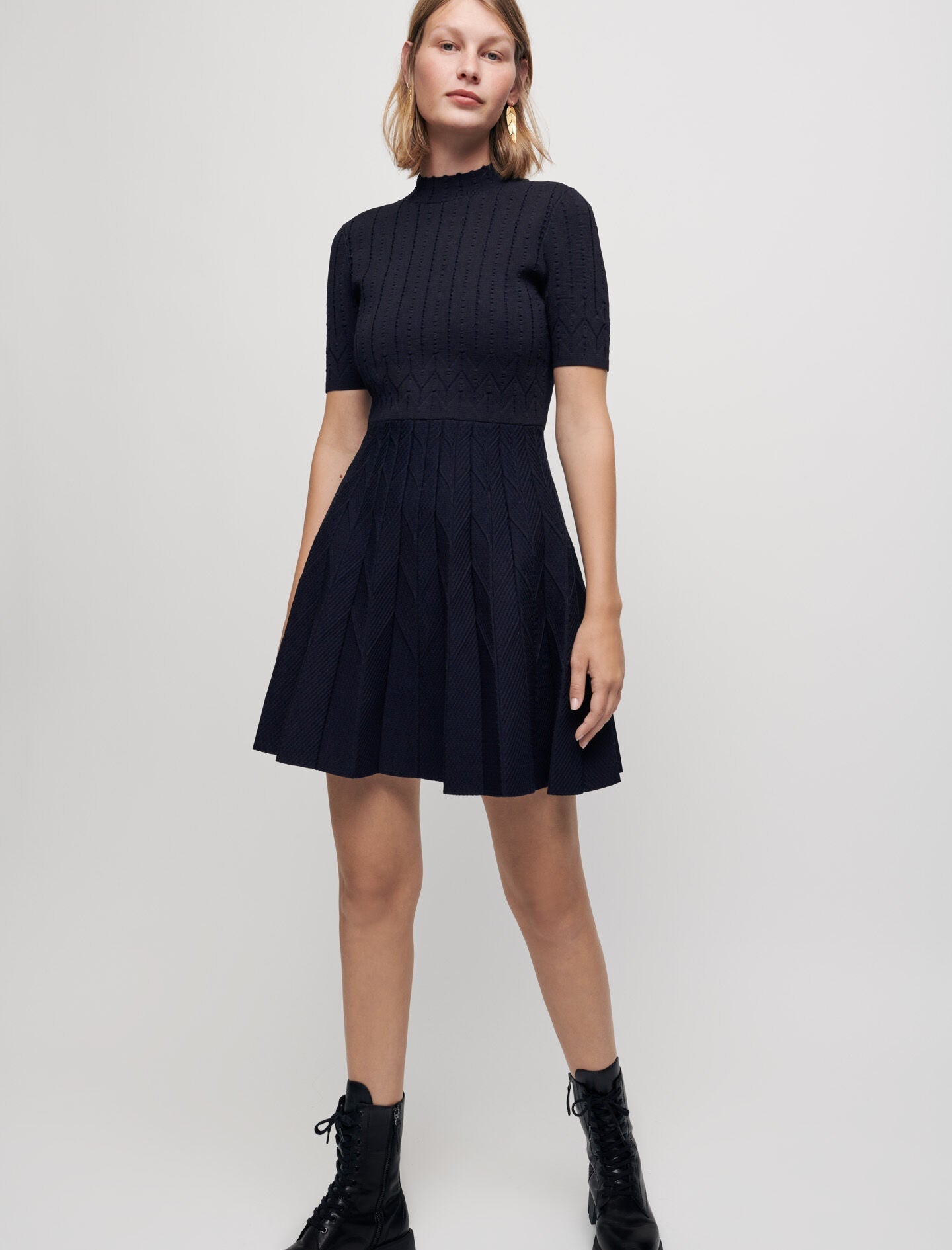 JACQUARD KNIT SKATER DRESS