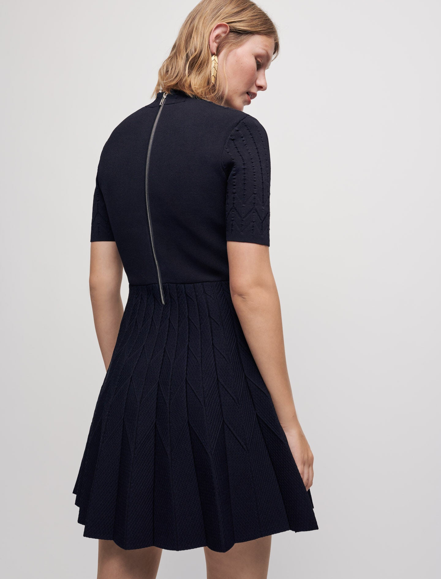 JACQUARD KNIT SKATER DRESS