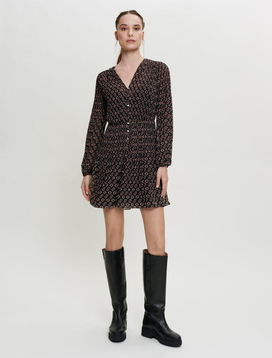 ALL-OVER PLEAT DRESS WITH BUTTONS