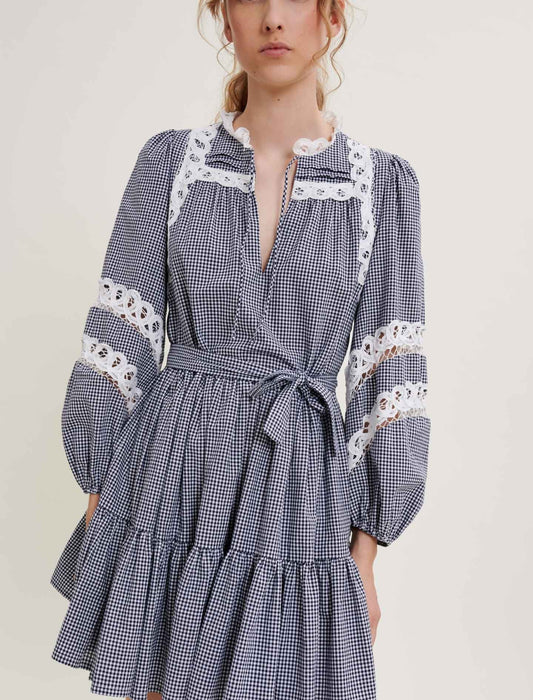 GINGHAM AND LACE DRESS