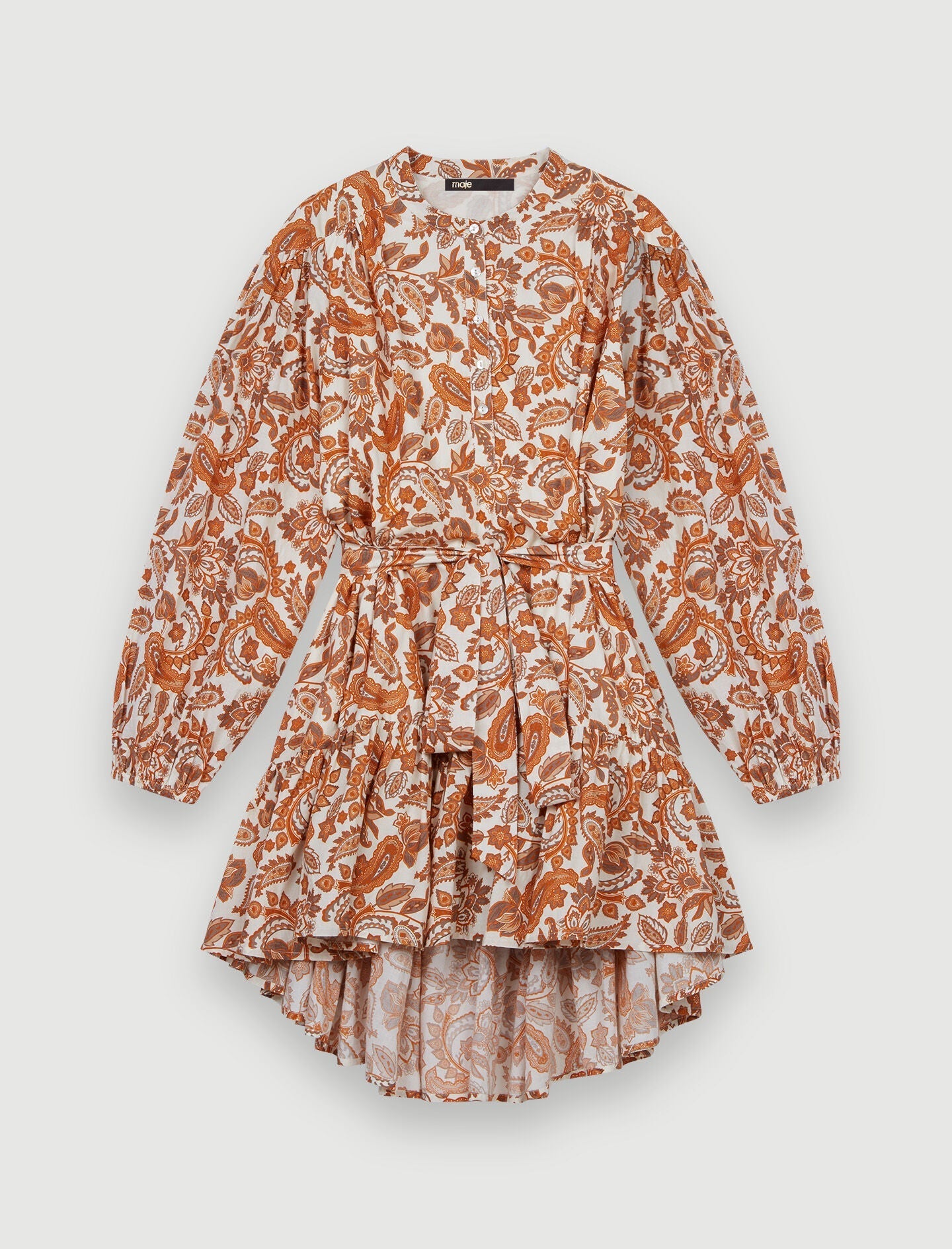 BELTED SHIRT DRESS IN PRINTED COTTON