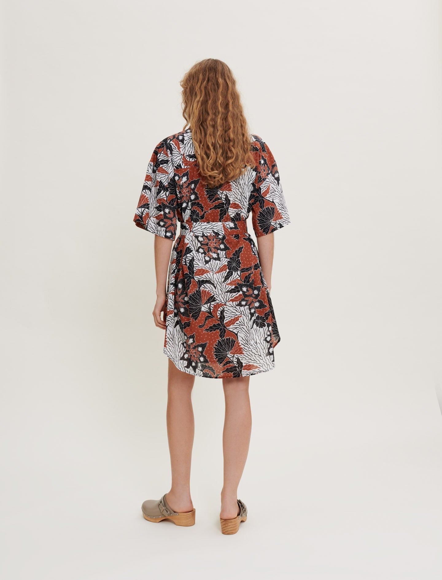 PRINTED COTTON VOILE SHIRT DRESS