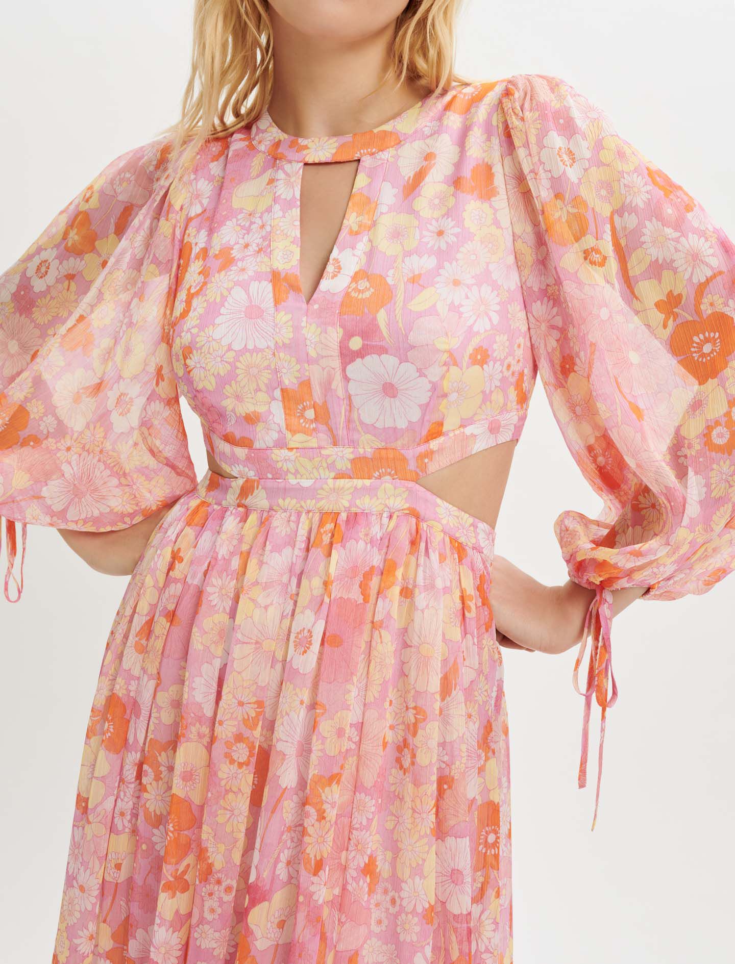 FLOWER POWER PRINT MUSLIN DRESS