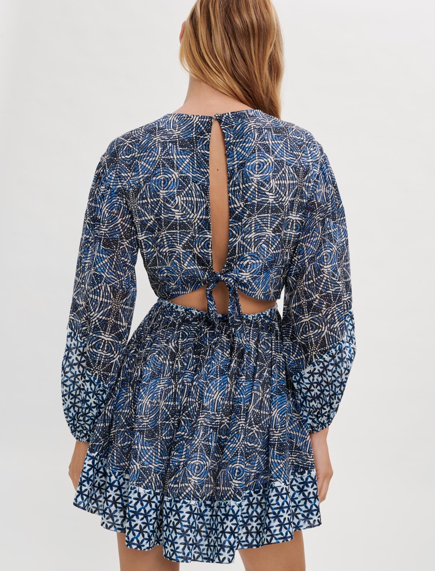 MIXED PRINT COTTON VOILE DRESS