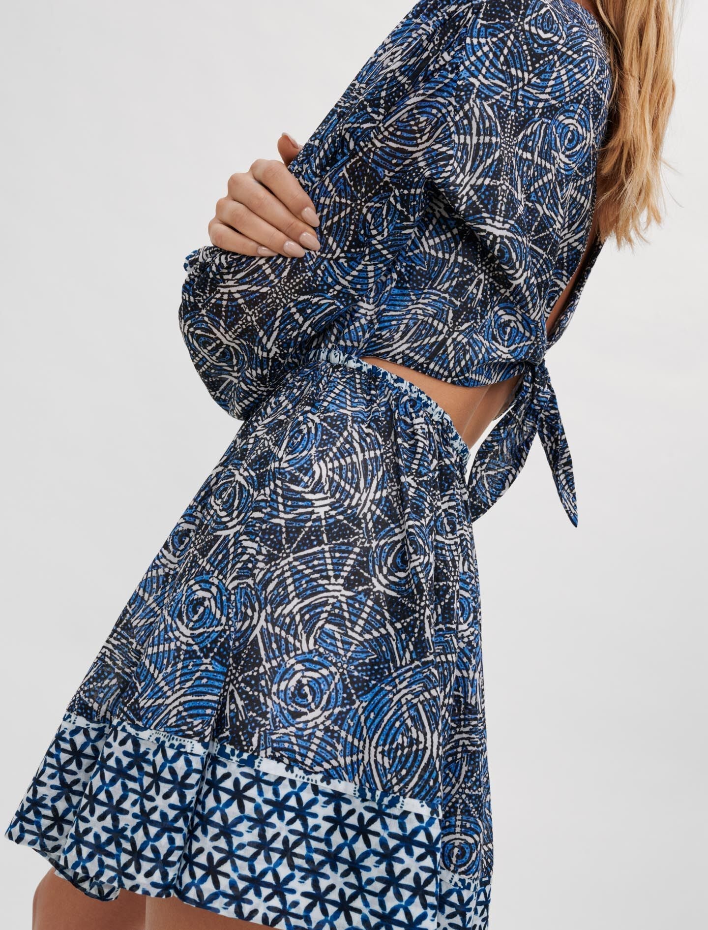 MIXED PRINT COTTON VOILE DRESS