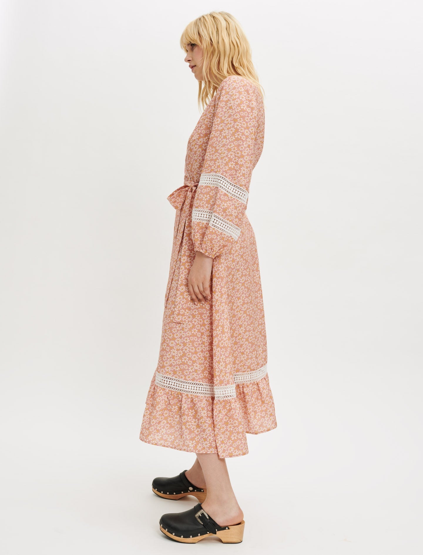 PRINTED WRAP DRESS WITH BRAIDING
