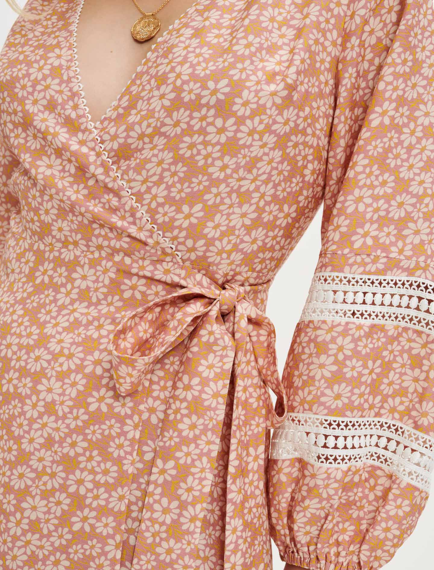 PRINTED WRAP DRESS WITH BRAIDING
