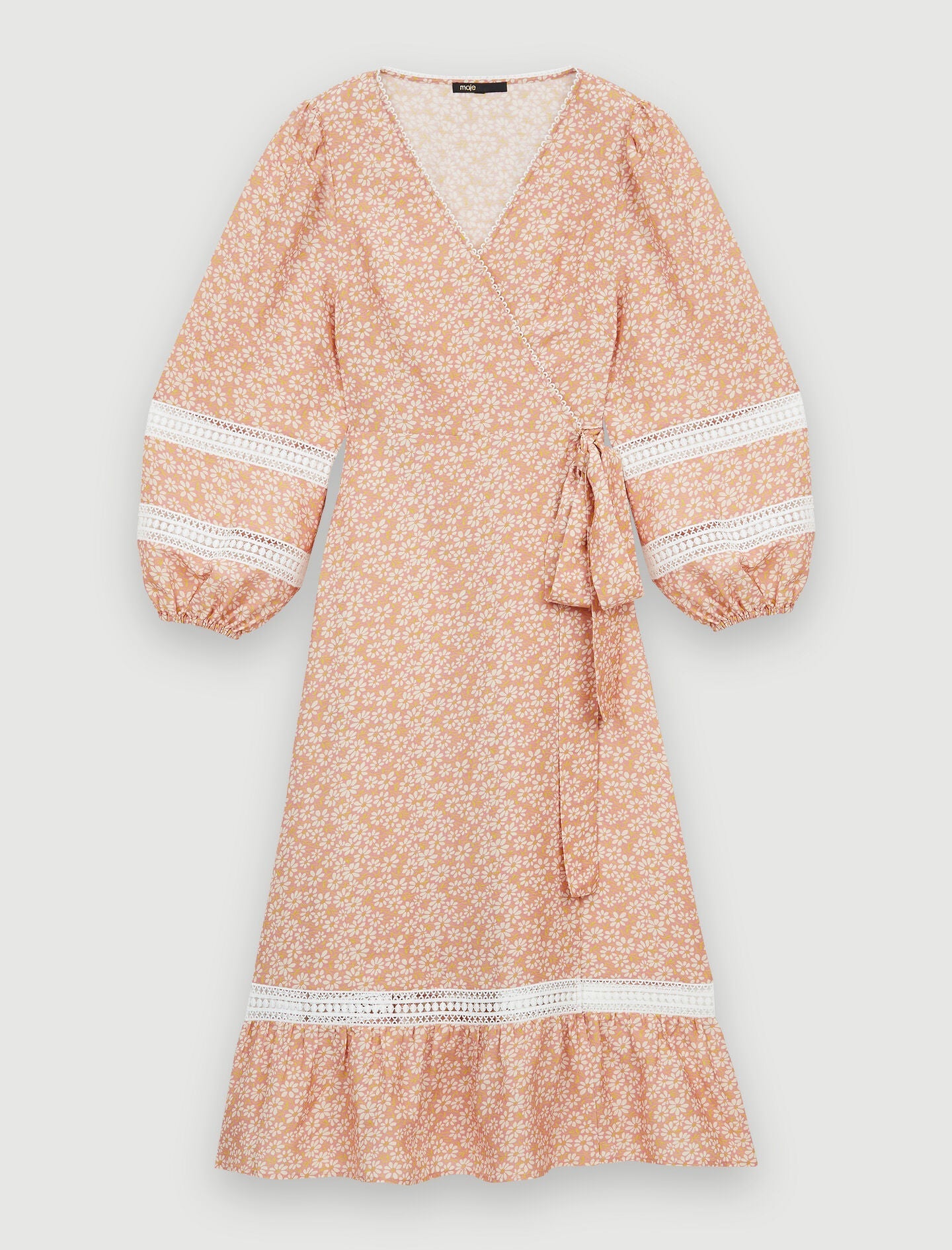 PRINTED WRAP DRESS WITH BRAIDING