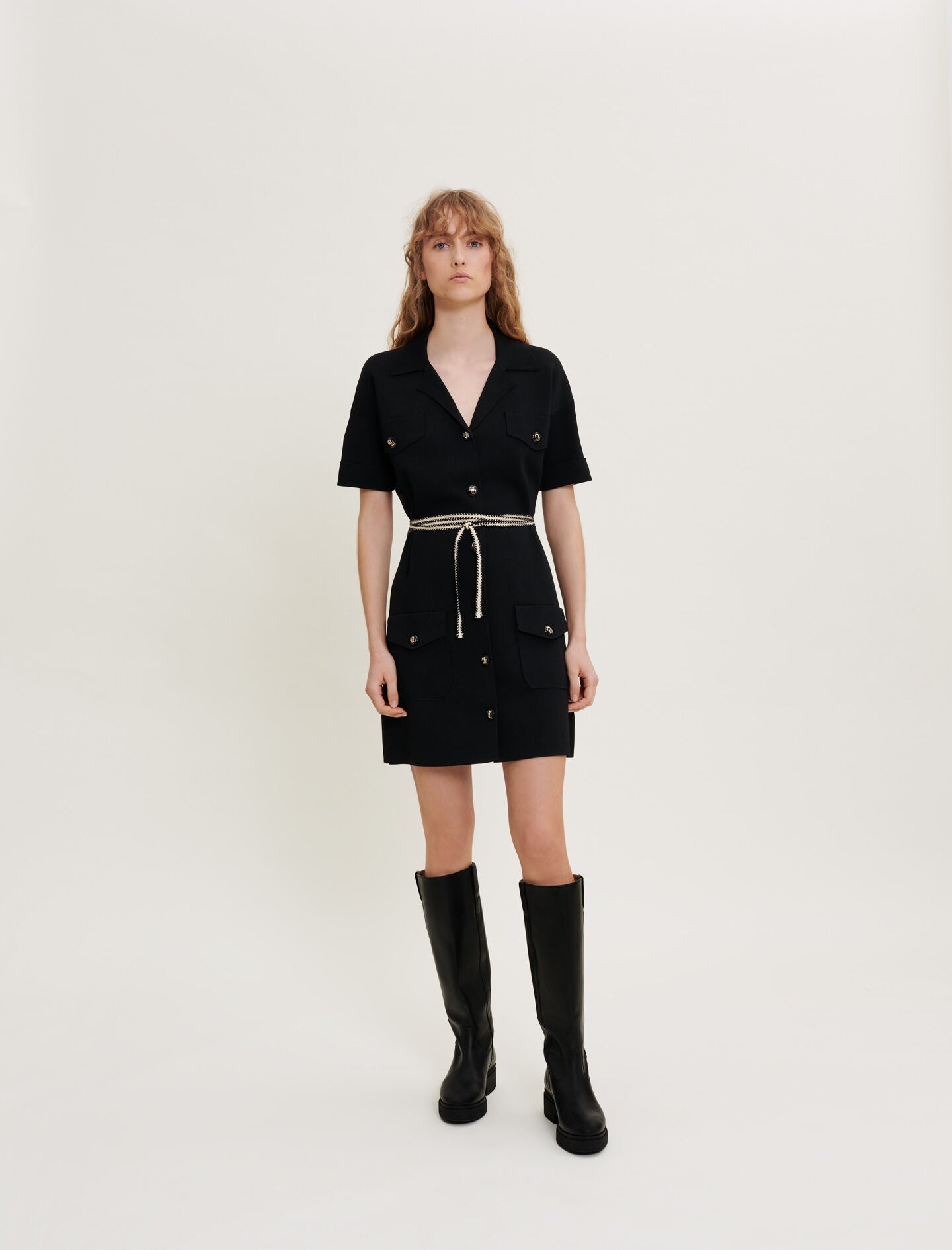 BELTED KNIT DRESS