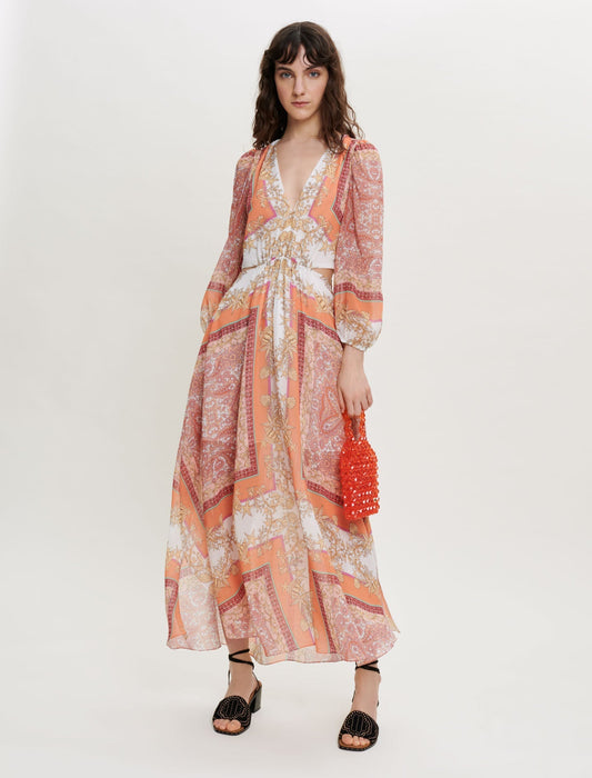 MUSLIN DRESS WITH SCARF PRINT