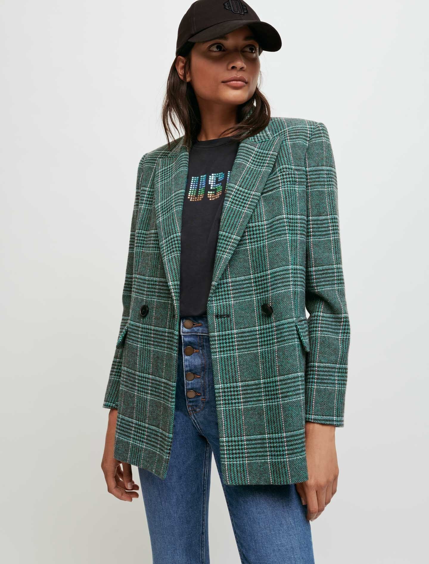 DOUBLE-BREASTED CHECKED JACKET
